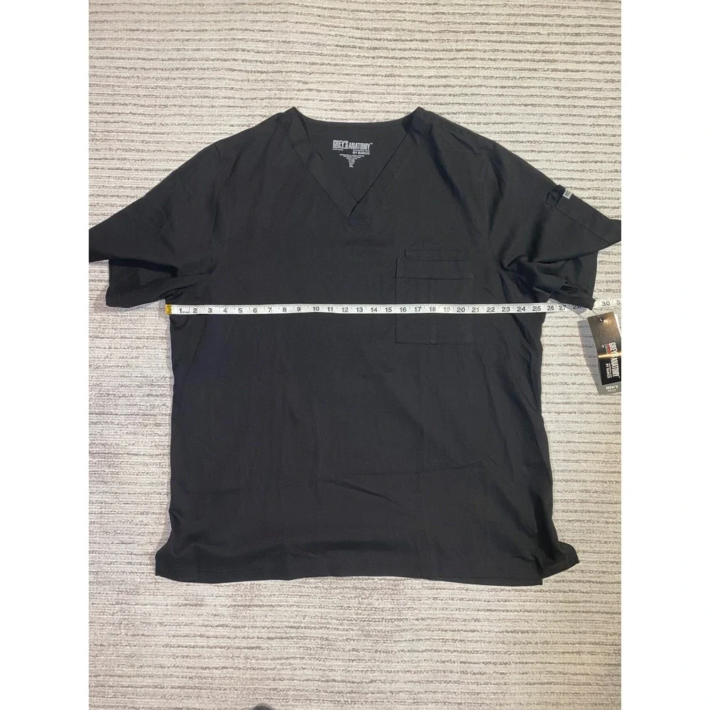 Greys Anatomy by Barco Mens Scrub Top Black V-Neck Pocket XL GVS506
